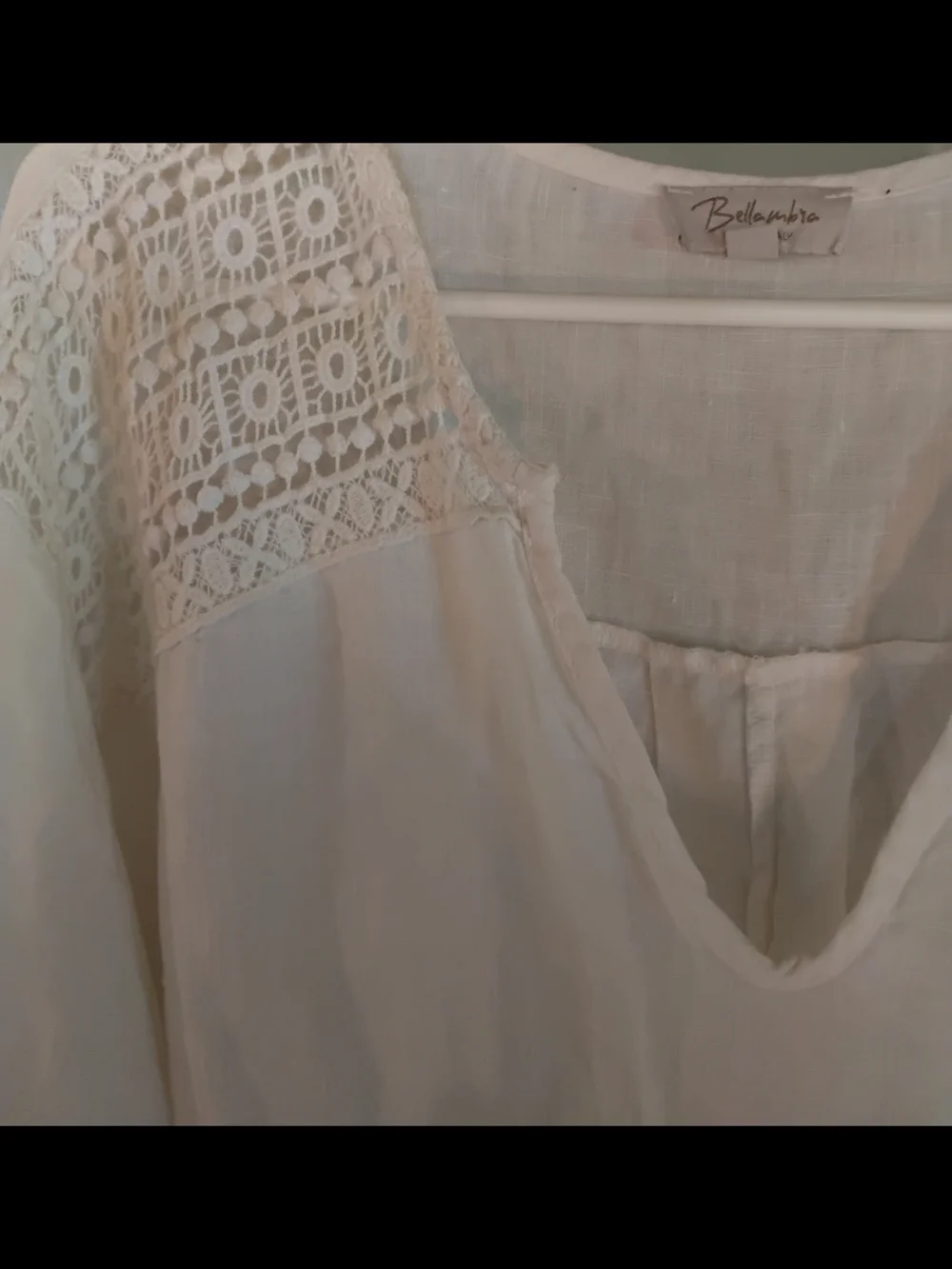 Bellambra Italian Boho White Crochet Lace Inset Tunic Blouse Plus Size 2X